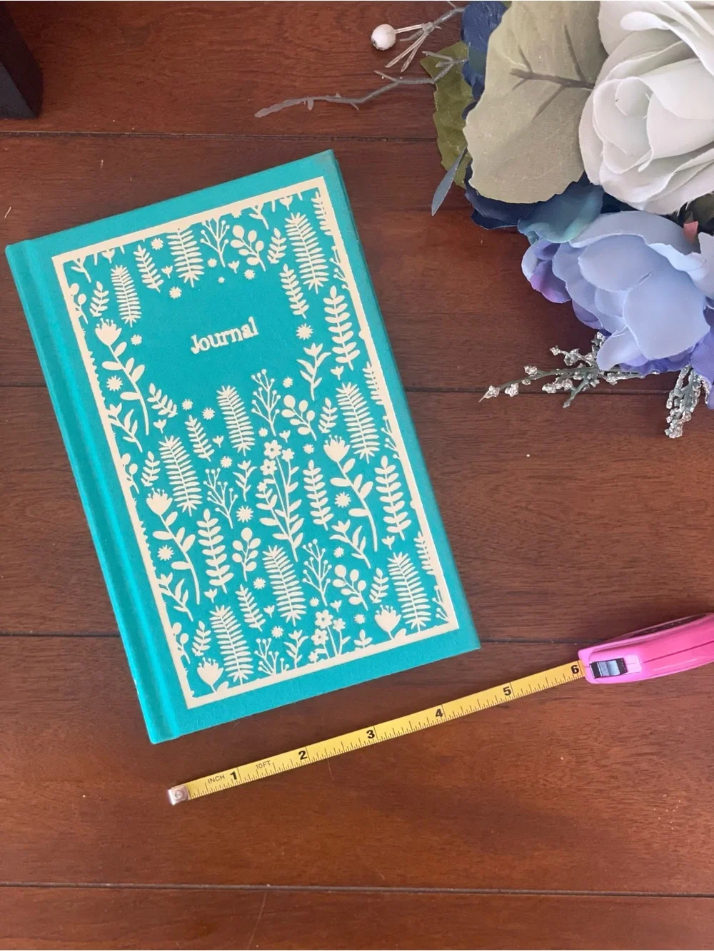 New Cloth Covered Teal Journal with Gold Foil-Stamped Foliage
